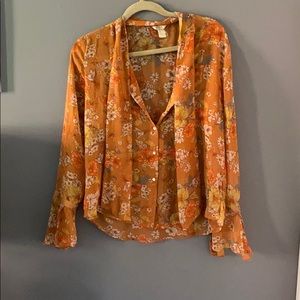 Burnt orange 70s style blouse
